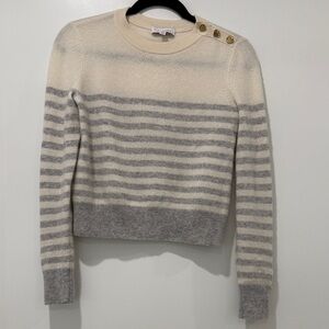 INTERMIX Cream and Gray Striped Sweater